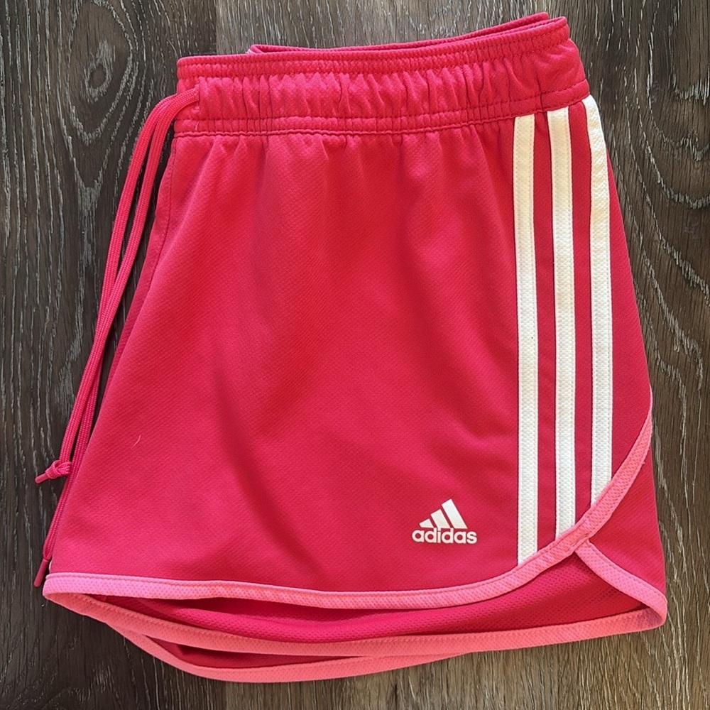 Adidas 3 Stripe Pink Shorts White Stripes Size Medium